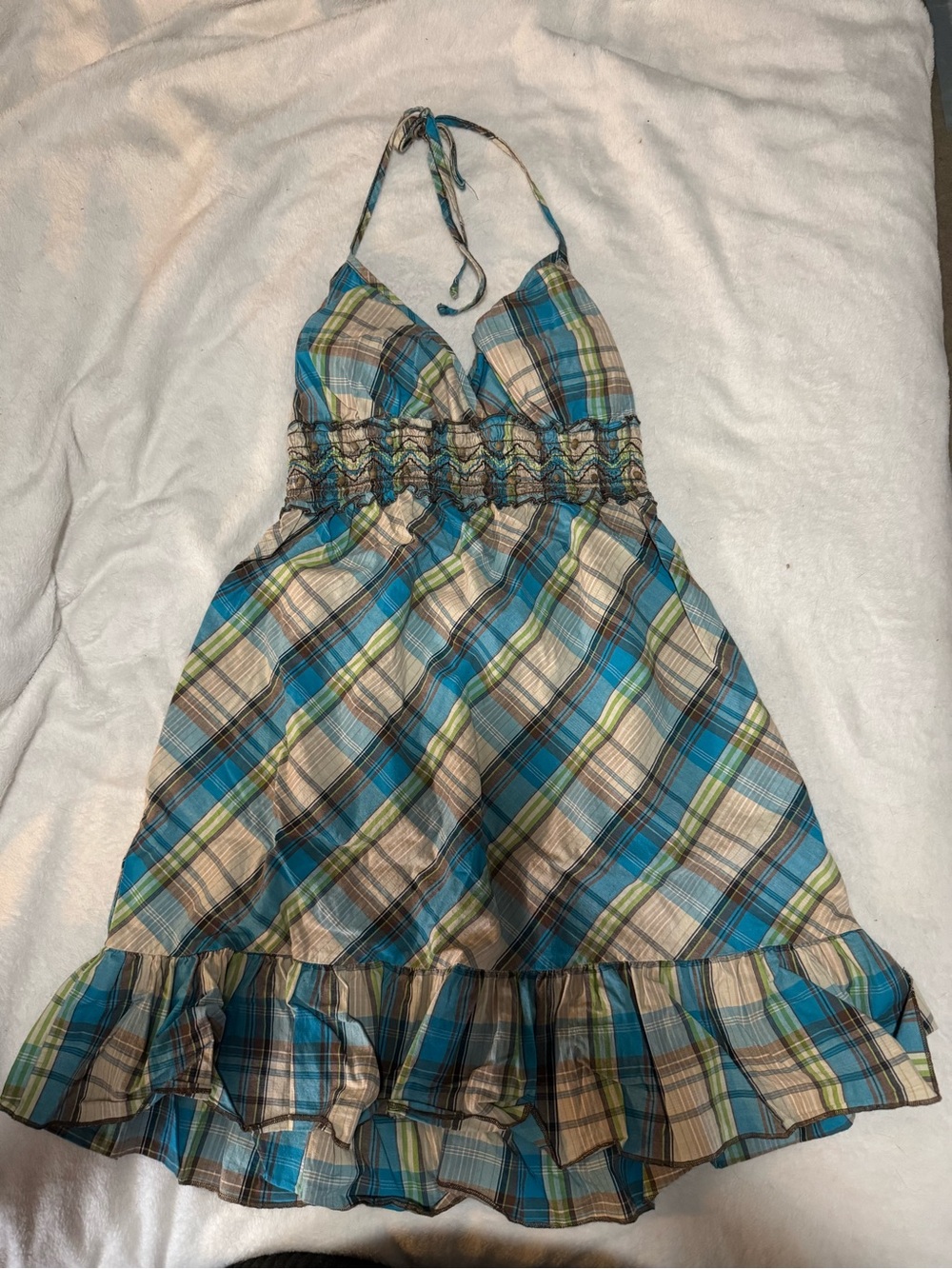 Heart Soul Plaid Flannel Halter Dress